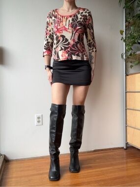 Olsen Y2K cream Floral Pattern Top